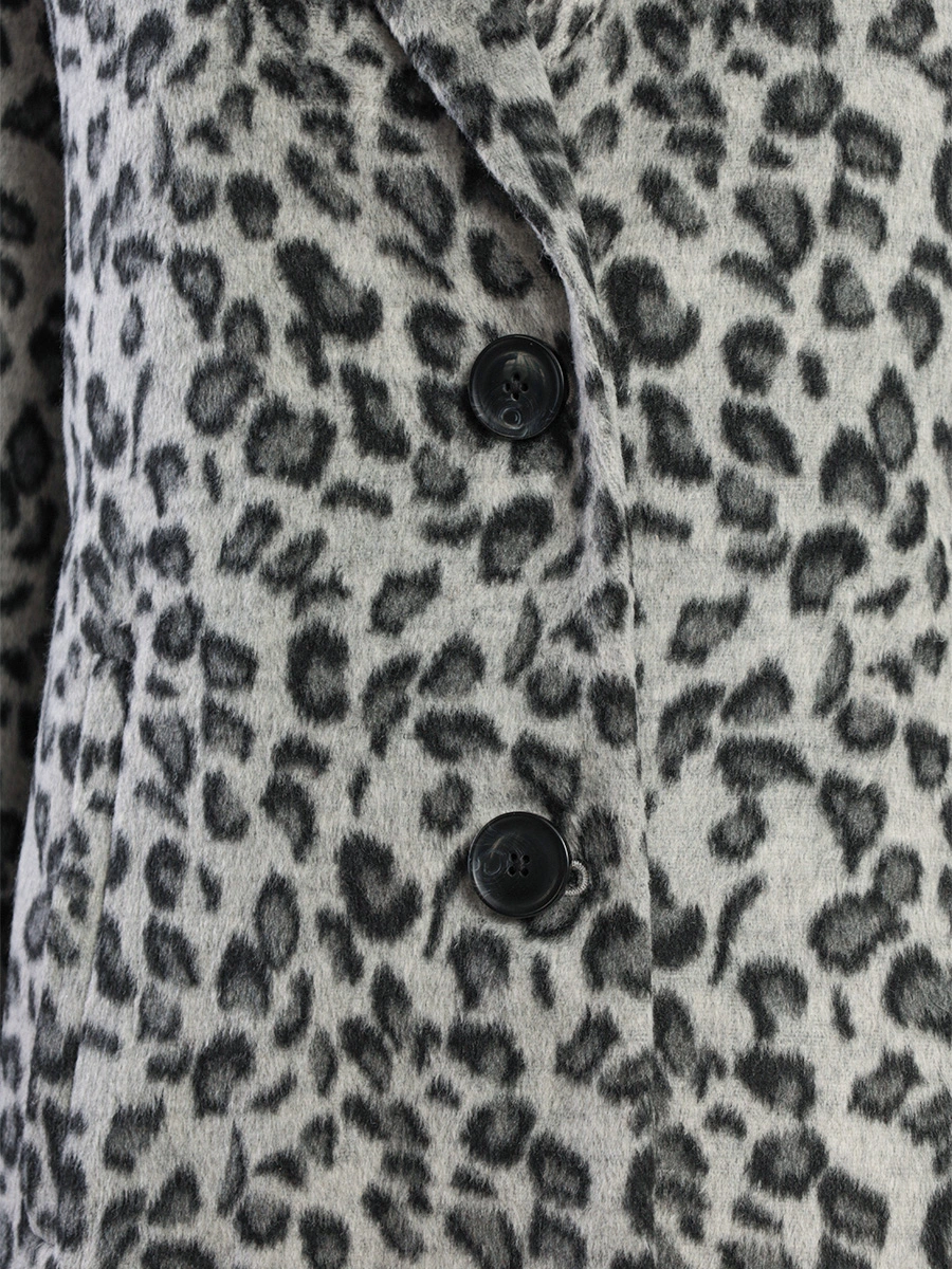 Пальто прямого кроя с леопардовым принтом